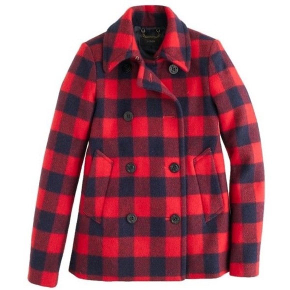 Classic JCrew Buffalo Plaid Peacoat! - Picture 5 of 7